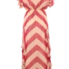 Abito lungo in chiffon con motivo chevron