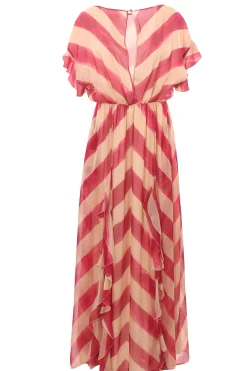Abito lungo in chiffon con motivo chevron