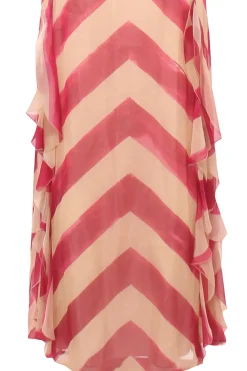 Abito lungo in chiffon con motivo chevron