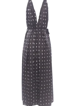 Abito lungo lines & dots con pieghe