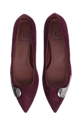 Ballerina in suede con applicazione