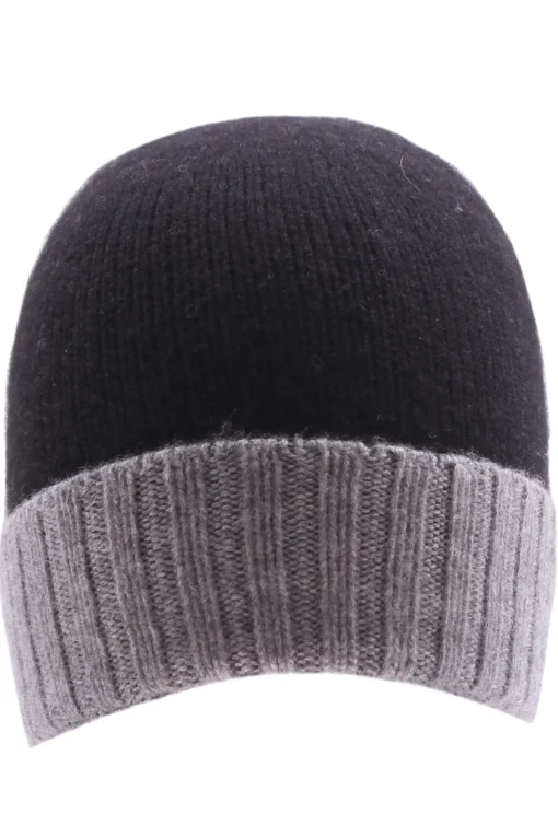 berretto cupola rasata bicolore in cashmere