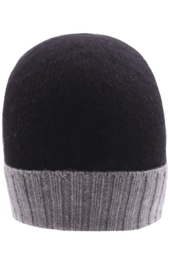 berretto cupola rasata bicolore in cashmere