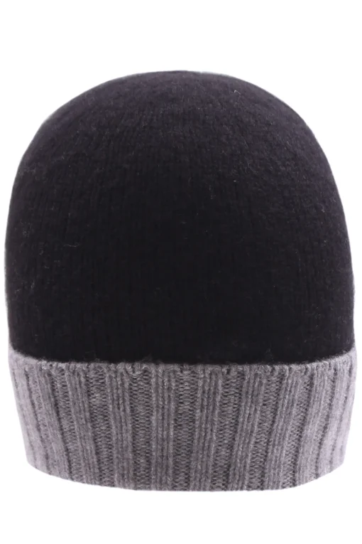 berretto cupola rasata bicolore in cashmere