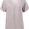 Blusa in seta collo a v