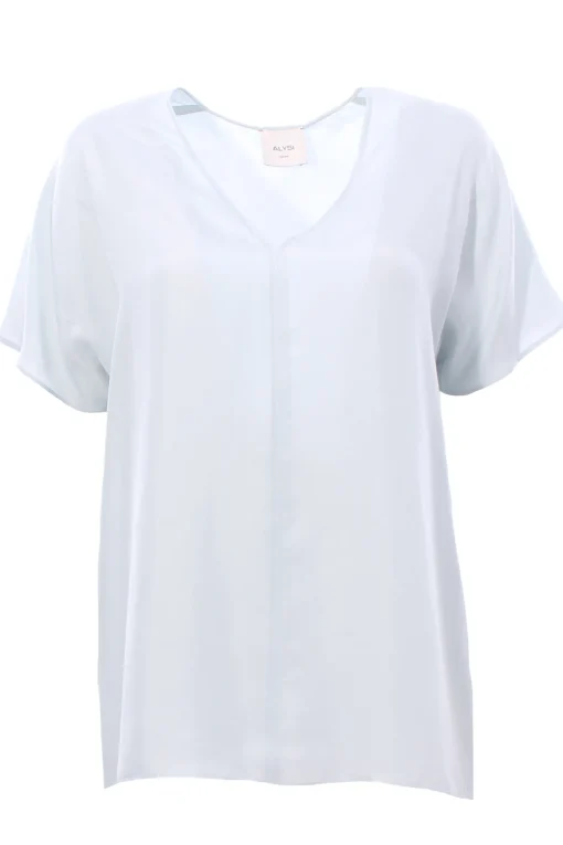 Blusa in seta collo a v