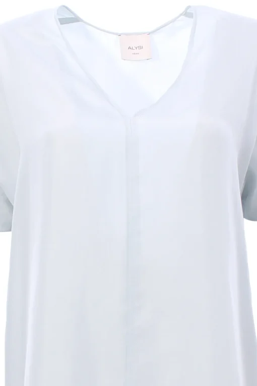 Blusa in seta collo a v