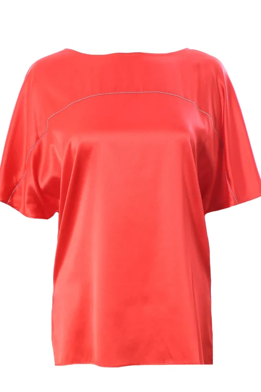 Blusa in seta con monile