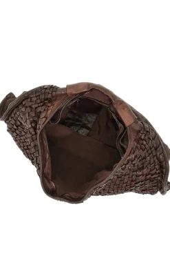 Borsa a spalla in pelle di vacchetta intrecciata