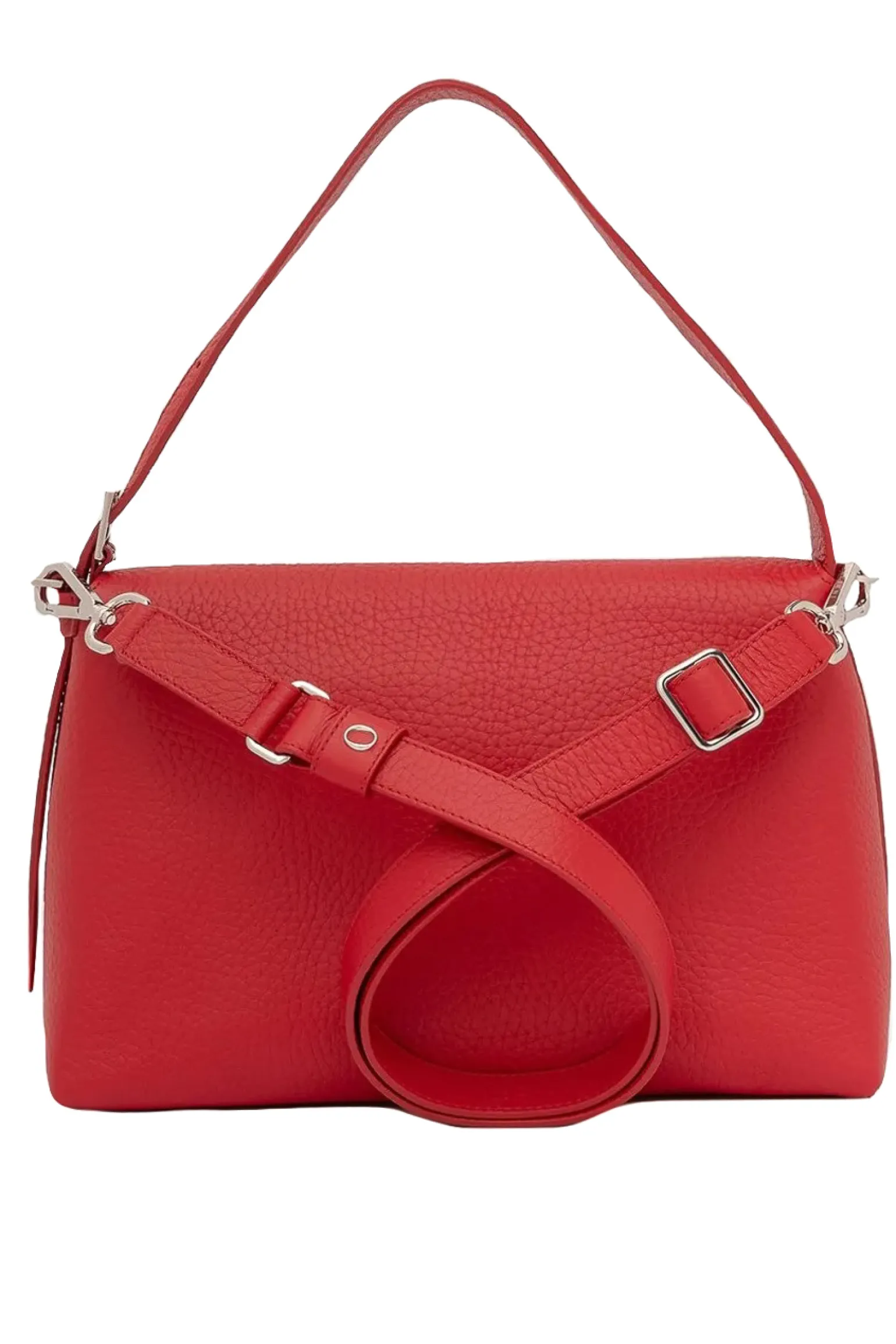 Borsa a spalla nana soft in pelle martellata con tracolla