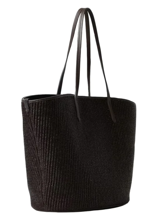 Borsa in rafia shopper di cotone techno con monile