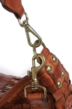 Borsa shopping edera in pelle di vacchetta intrecciata