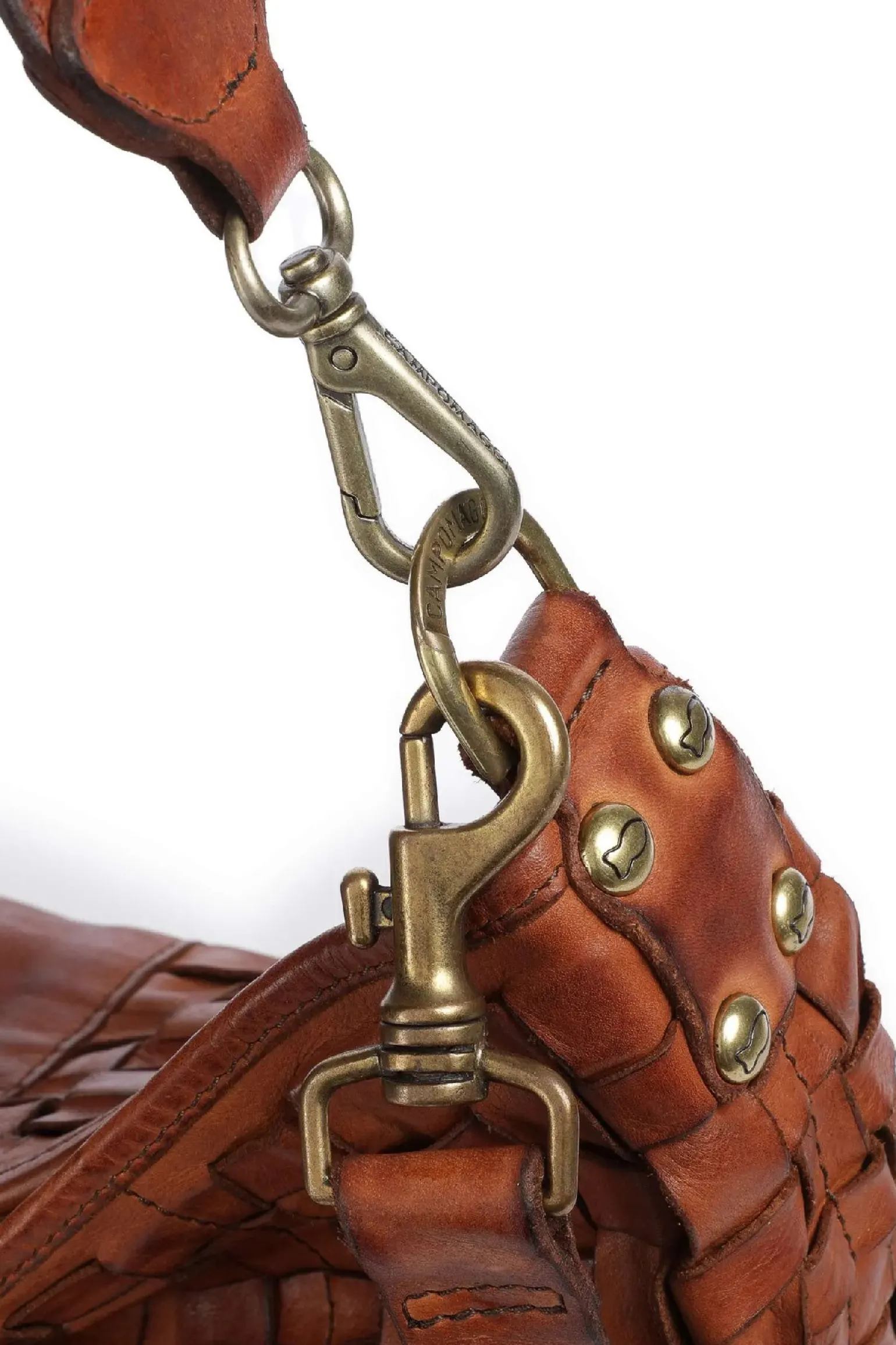 Borsa shopping edera in pelle di vacchetta intrecciata