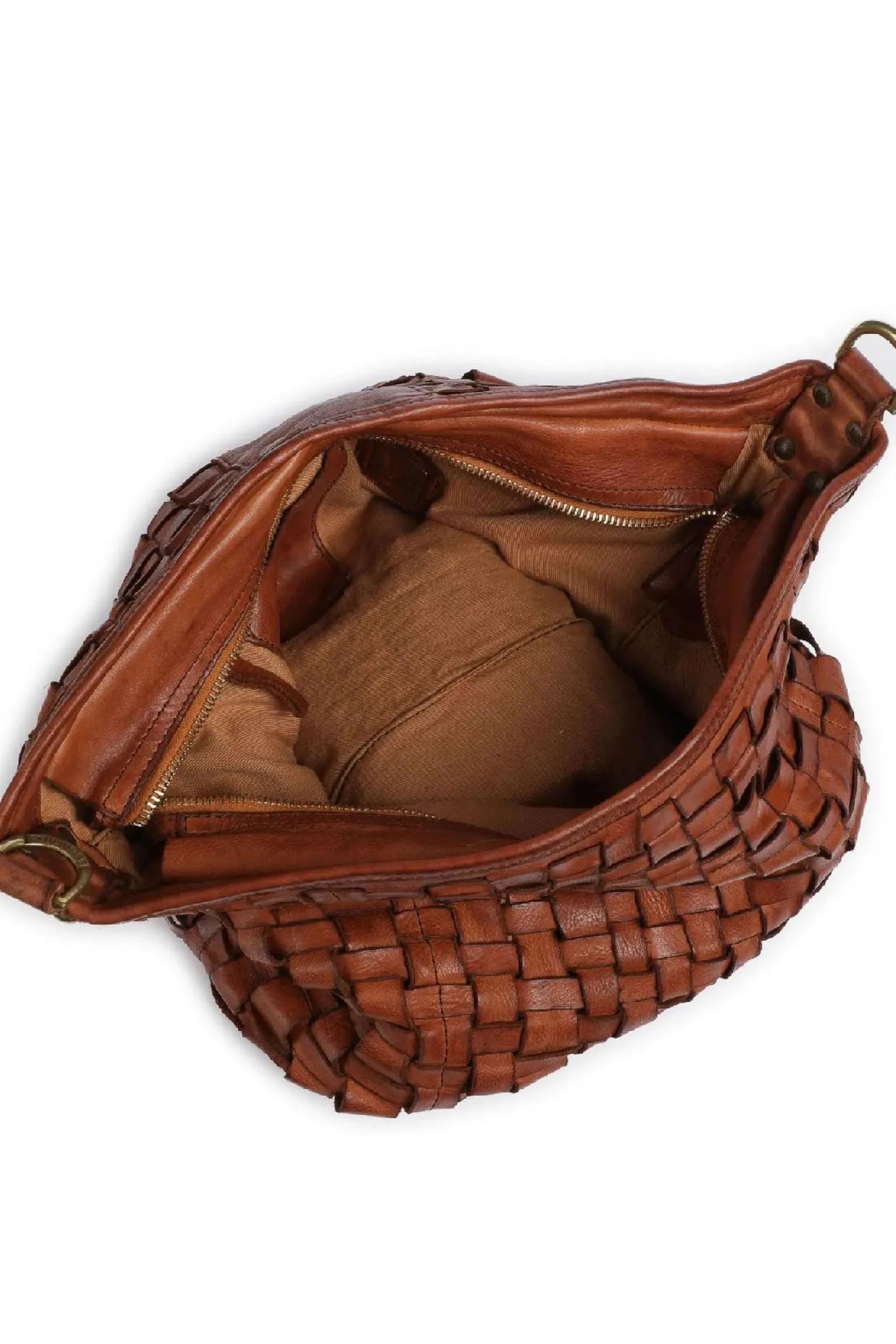 Borsa shopping edera in pelle di vacchetta intrecciata