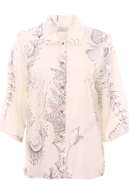 Camicia dancing flow in seta stampata