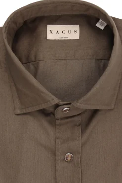 Camicia in gabardina di cotone con bottoni automatici