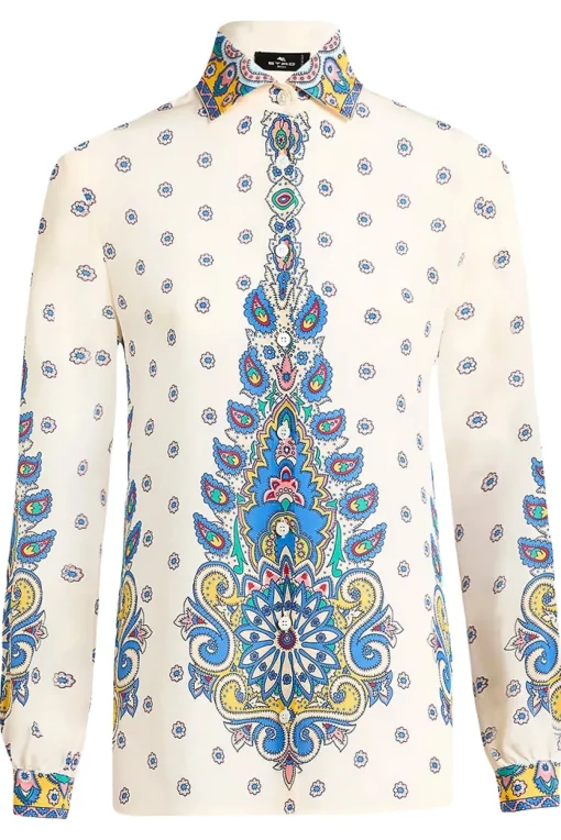 camicia in seta con stampa floreale