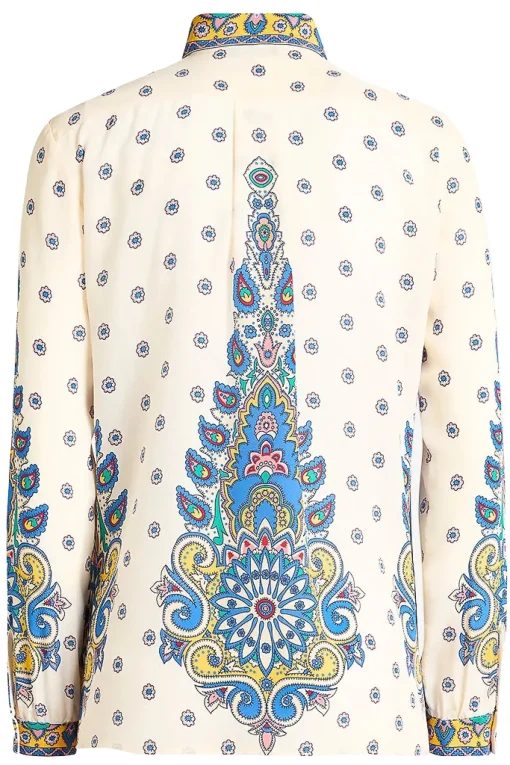 camicia in seta con stampa floreale
