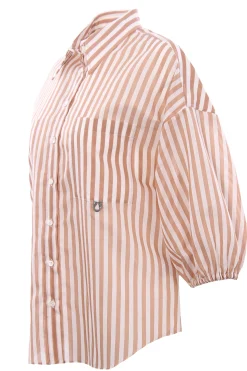 Camicia in seta e cotone disegno riga
