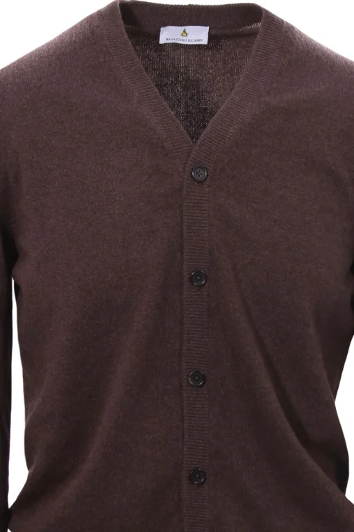 Cardigan chiusura alta in puro cashmere