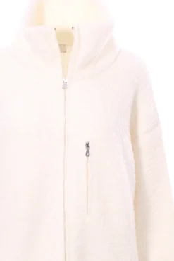 Cardigan lungo con zip effetto boucle'