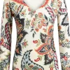 Collo a v in cashmere e seta stampa paisley