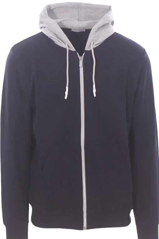 felpa cappuccio full zip bicolore