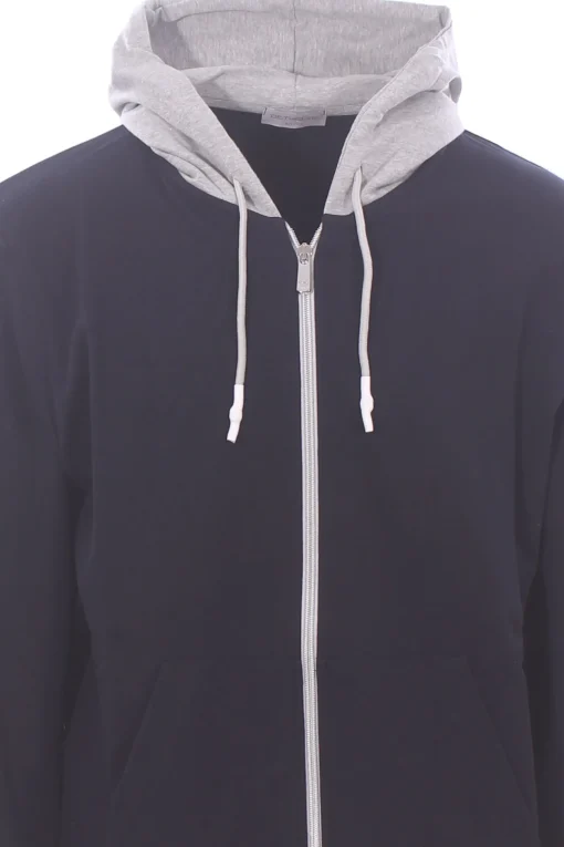felpa cappuccio full zip bicolore