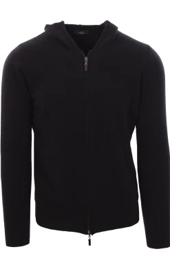 Full zip cappuccio in lana e cashmere