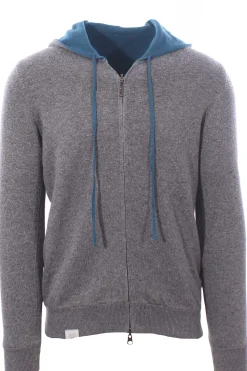 full zip cappuccio reversibile in lana e cashmere