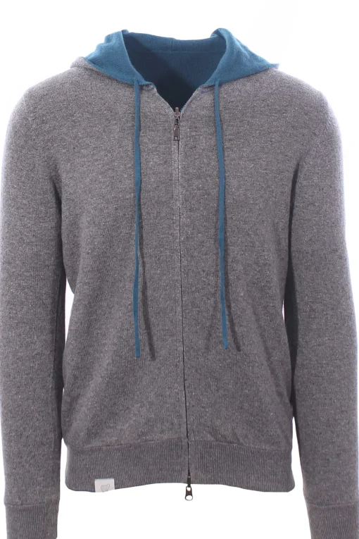 full zip cappuccio reversibile in lana e cashmere