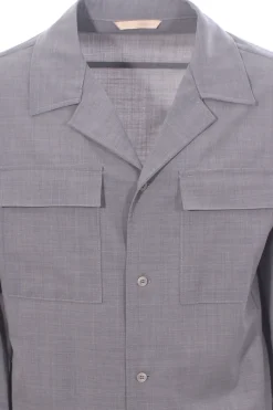 giacca camicia in tela di lana