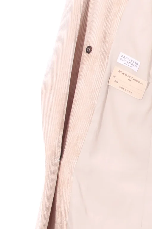Giacca doppio petto in corduroy martellato con monile