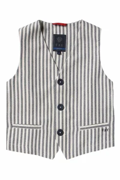 Gilet rigato in cotone e lino