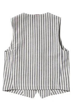 Gilet rigato in cotone e lino