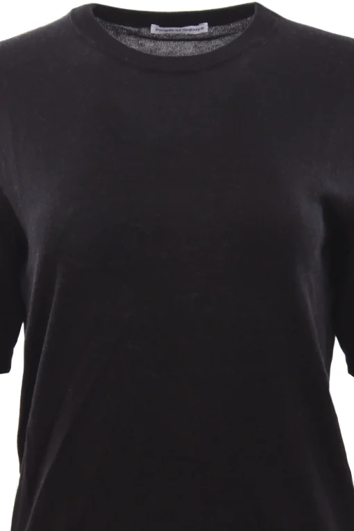 Girocollo manica corta in seta e cashmere
