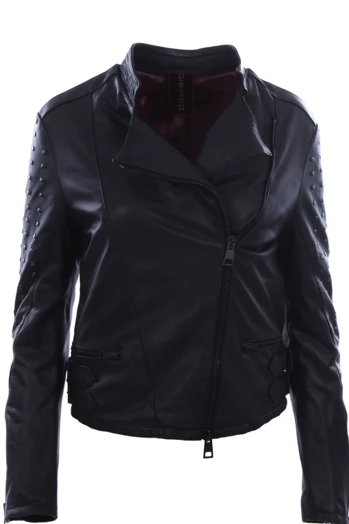 Giubbino chiodo in pelle con borchie