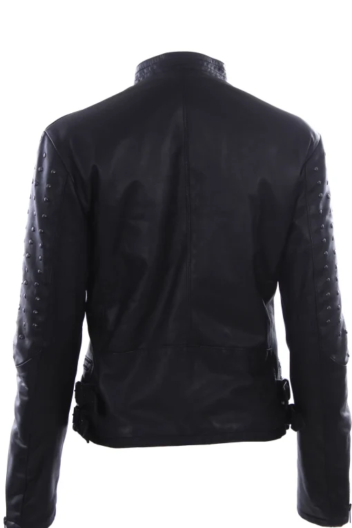 Giubbino chiodo in pelle con borchie