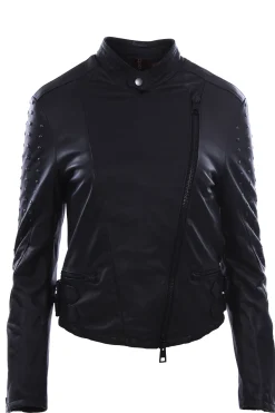 Giubbino chiodo in pelle con borchie