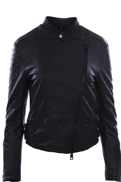 Giubbino chiodo in pelle con borchie