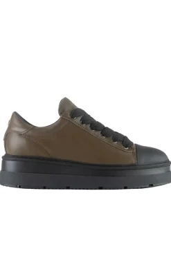 Lace up shoe leather rubberized leather
