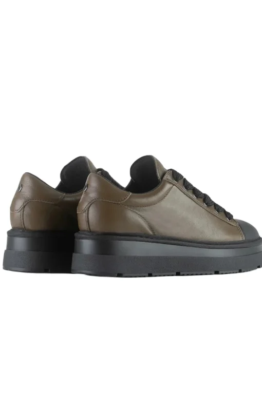 Lace up shoe leather rubberized leather