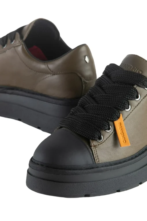 Lace up shoe leather rubberized leather