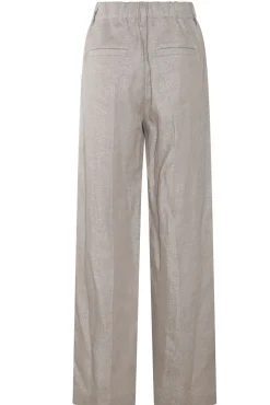 Pantalone gamba larga in lino metalizzato