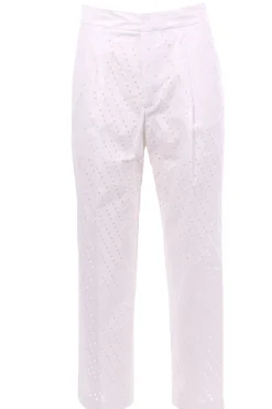 Pantalone in cotone perforato