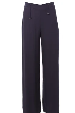 Pantaloni gamba larga in viscosa con coulisse