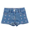 Shorts con logo in denim stretch
