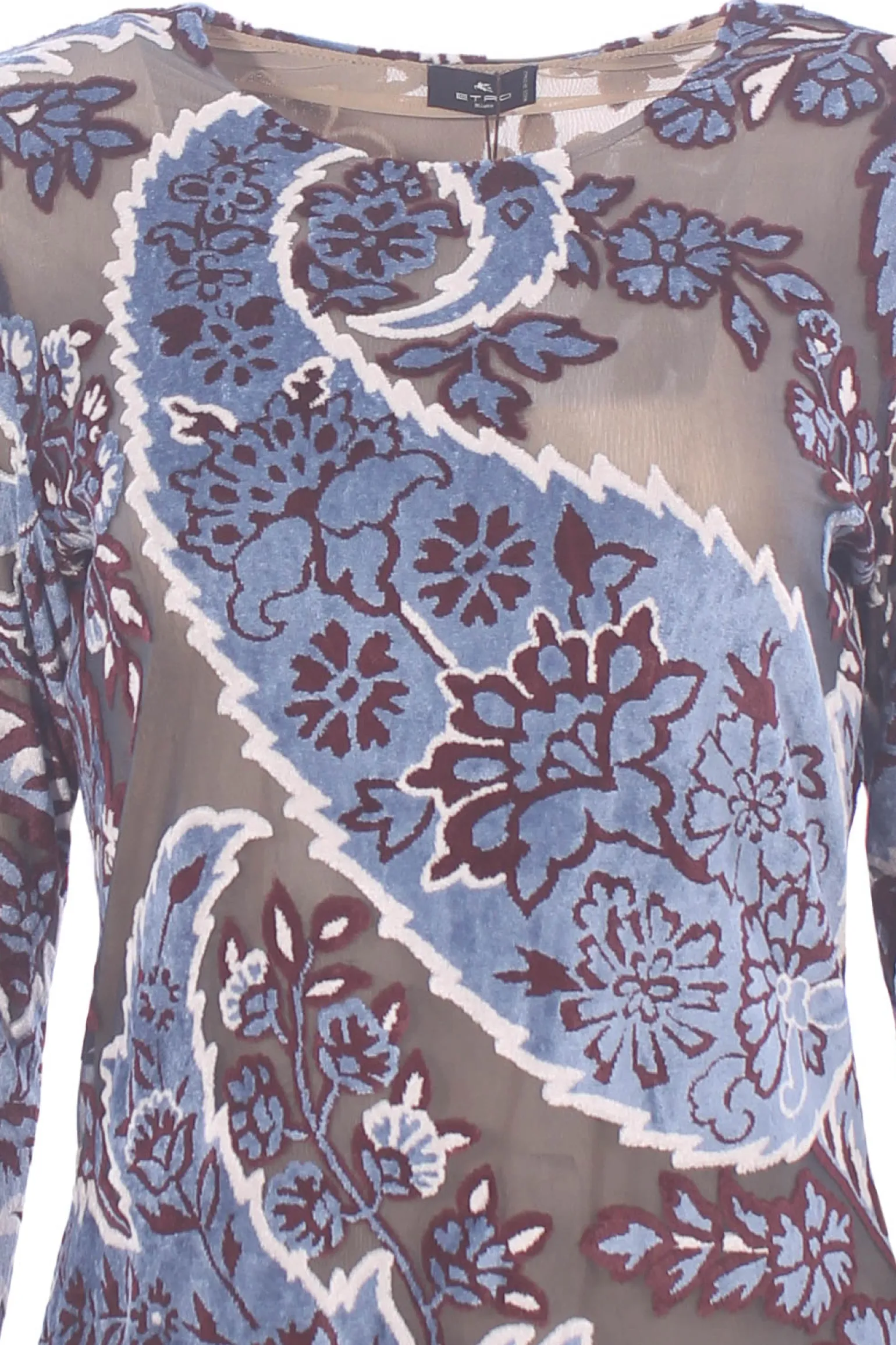 T-shirt in tulle jacquard in velluto